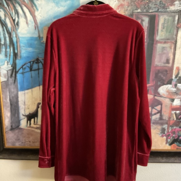 Soft Surroundings Rich Burgundy Red Velvet Blouse - Picture 4 of 5